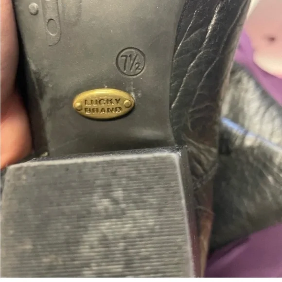 Lucky brand Candace biker black leather tall boots sz 7.5 - Picture 6 of 6